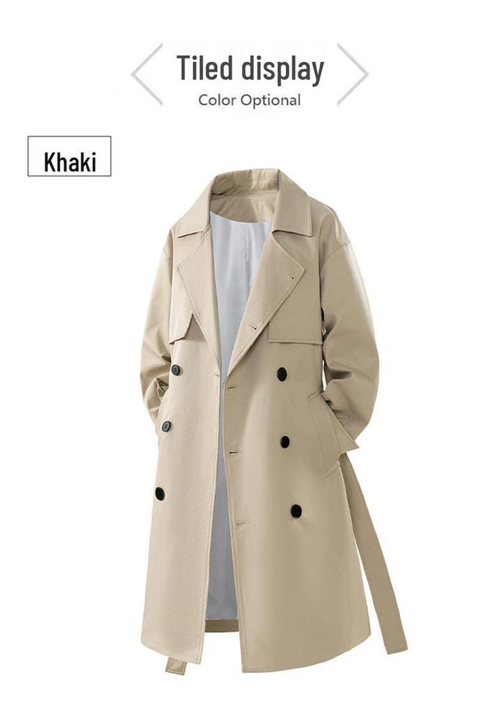 2026 Spring/Autumn Youth Trendy Double-Breasted Mid-Length Trench Coat