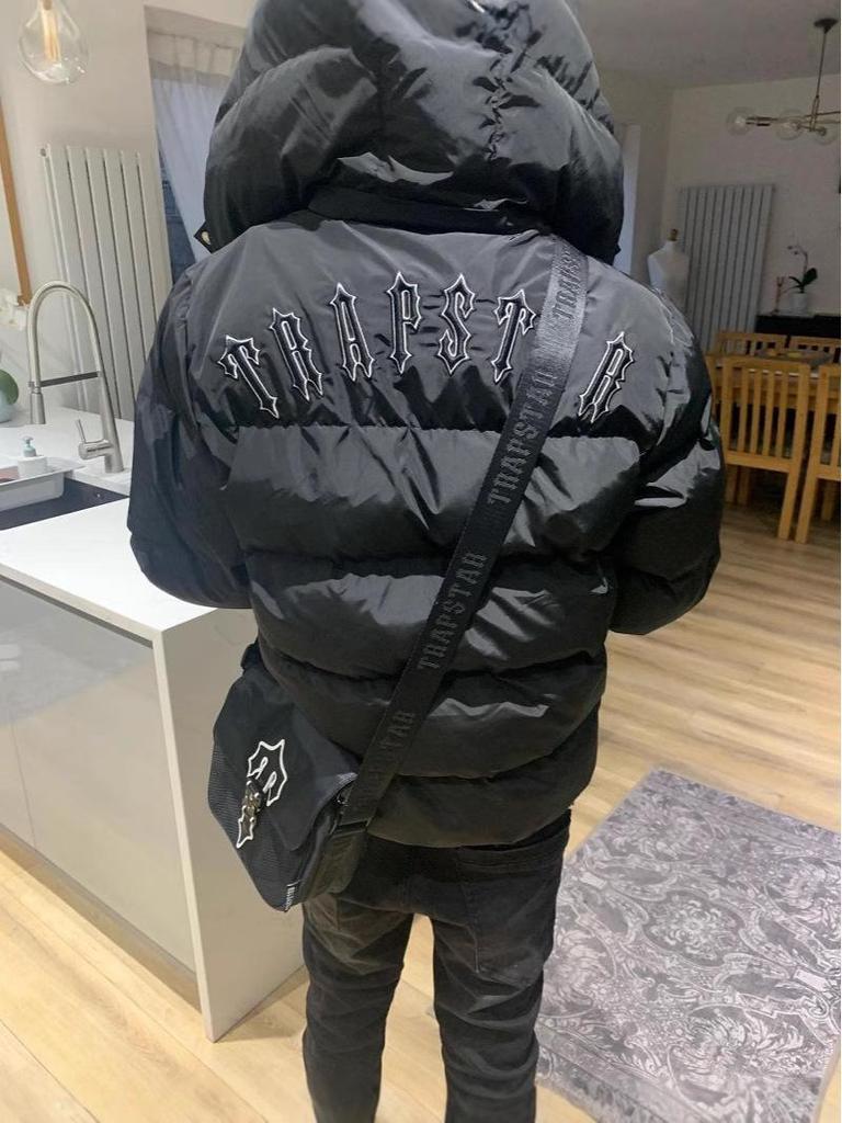 CrossTrapstar Men's Hooded Winter Jacket with Back Embroidery - American Street Loose Fit Hip Hop Style Cotton Coat