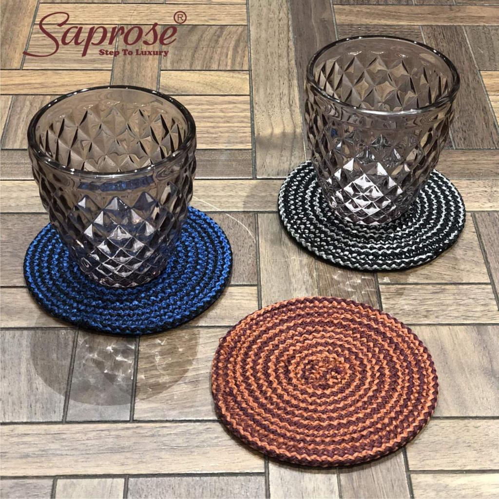 Polypropylene Round Coaster Set (6 PCS Set) Machine Washable Absorbent Size: 5 inch Diameter