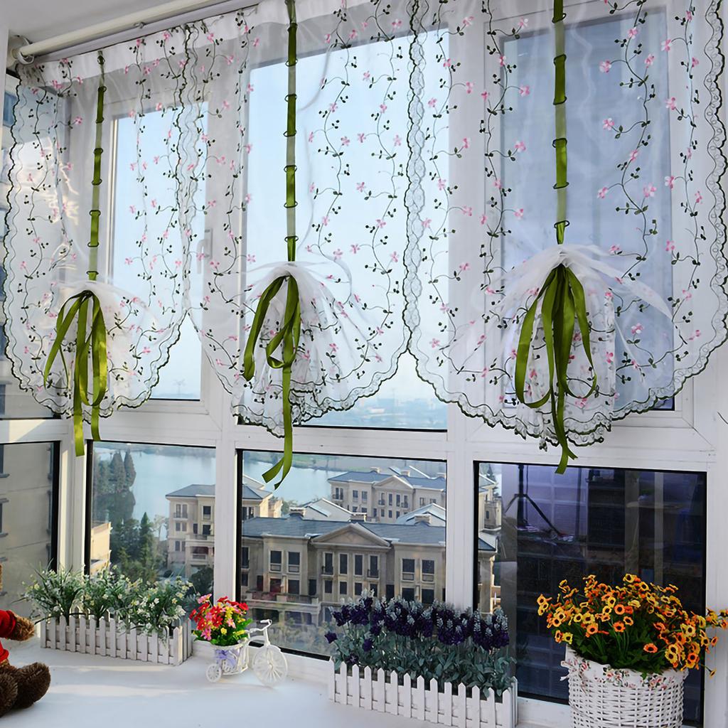 Bestickter römischer Gardinenvorhang Klassischer Fensterbildschirm mit Blumenmuster Eleganter bestickter römischer Schatten für