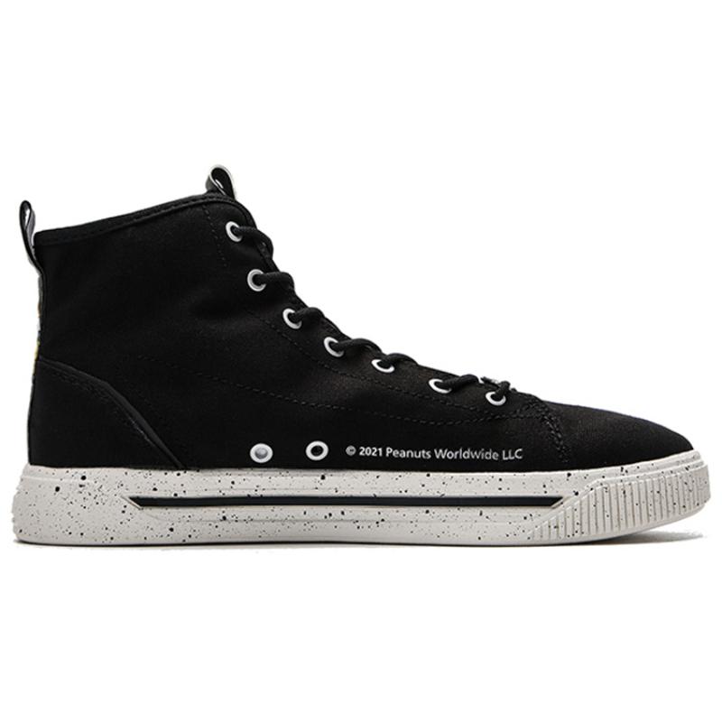 SNOOPY x Anta Life Collection Durable Breathable High-Top Skateboard Shoes Men's Black Sneakers 912138604-2
