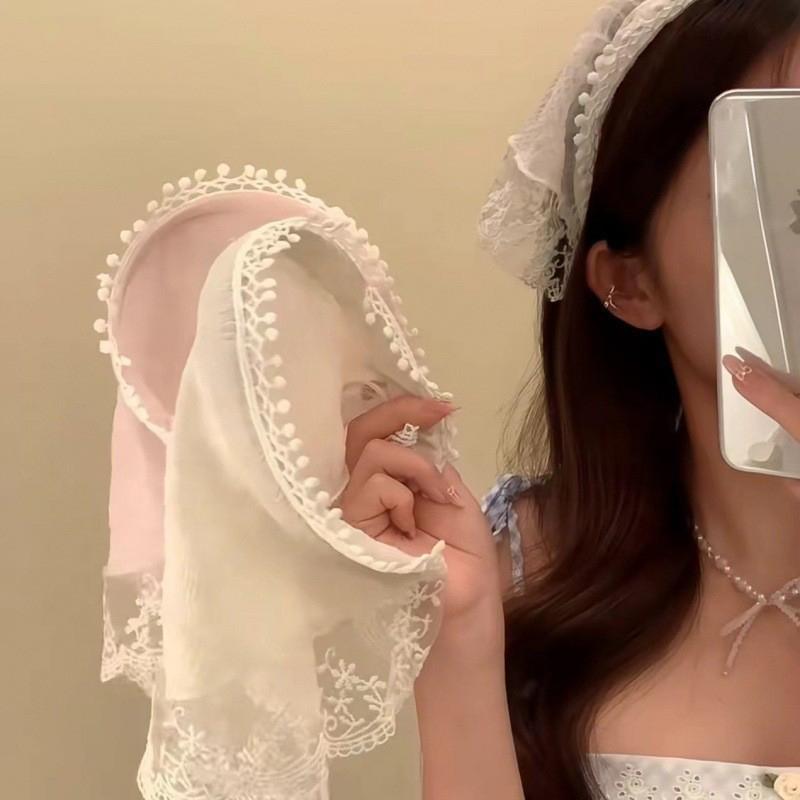Lace Triangle Hair Scarf Headscarf Elegant Headwear Ins Women Head Coverings