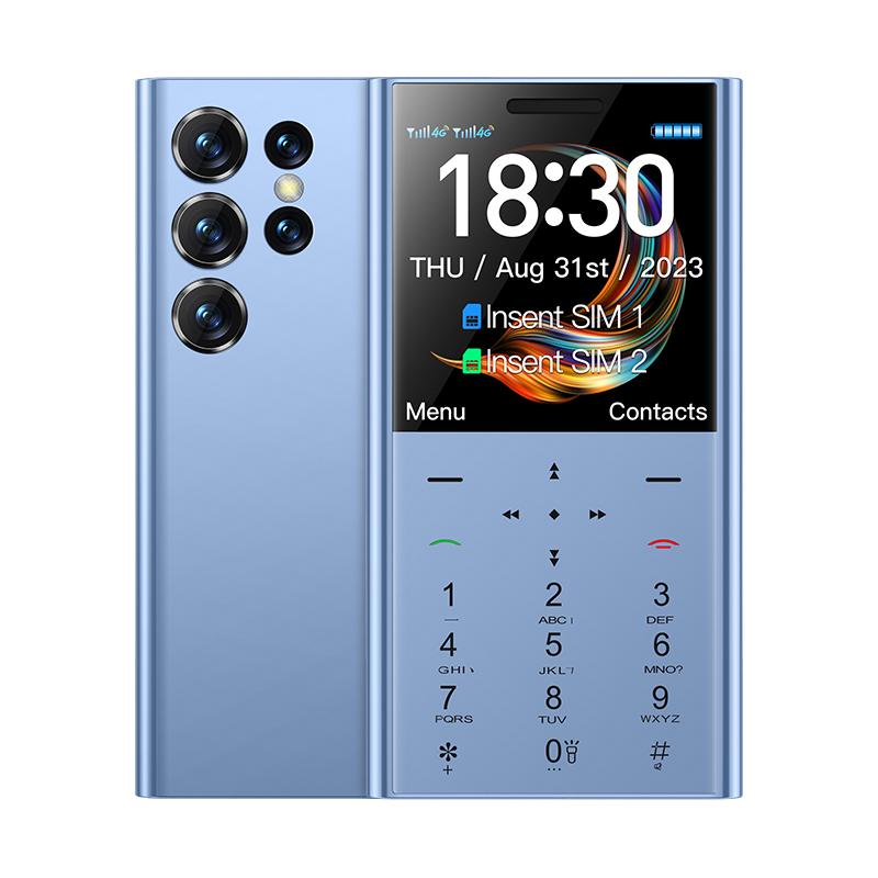 

Мобільний телефон i23 4G, 1,77 дюйма, екран, 64 МБ, дві SIM-карти типу C, ліхтарик, FM-радіо, вібрація, 1400 мАг, міні-карта, мобільний телефон для людей похилого віку синій