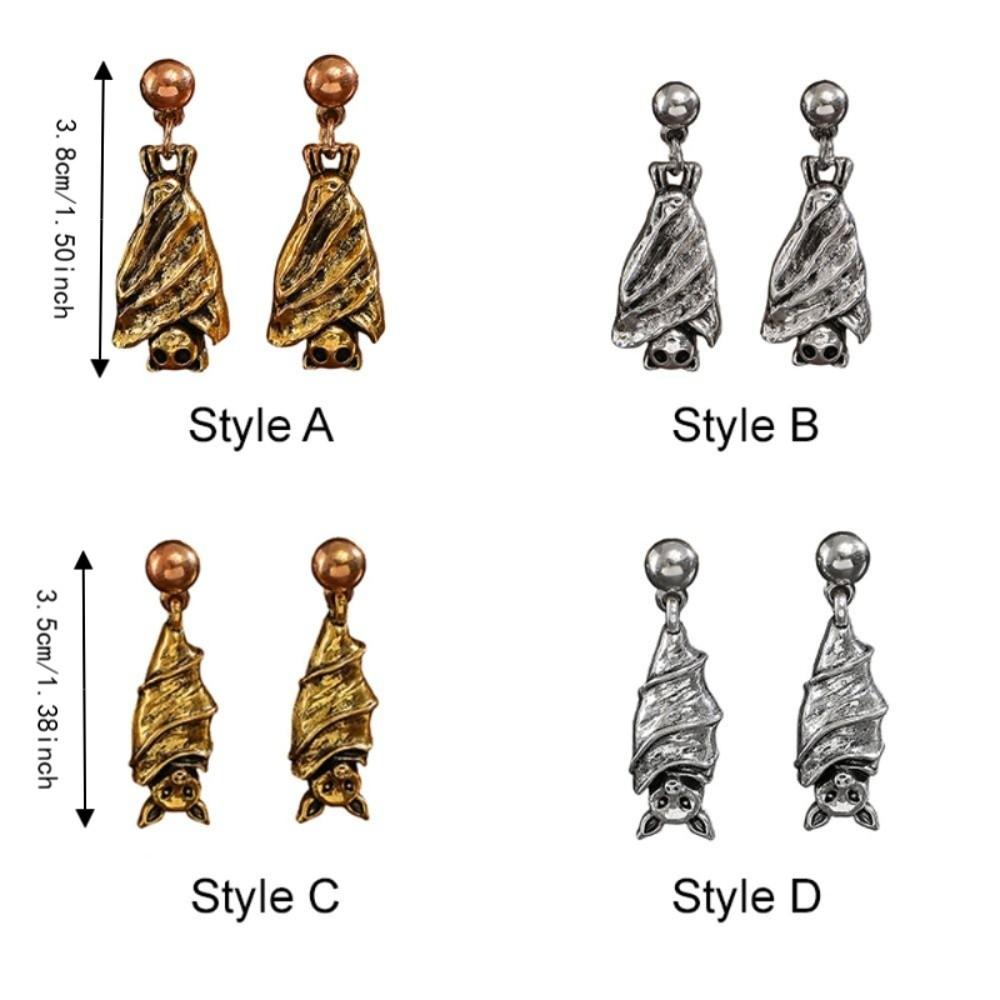 Gothic Style Halloween Upside-Down Bat Earring Stud Zinc Zinc Alloy Inverted Bat Earring Stud Women