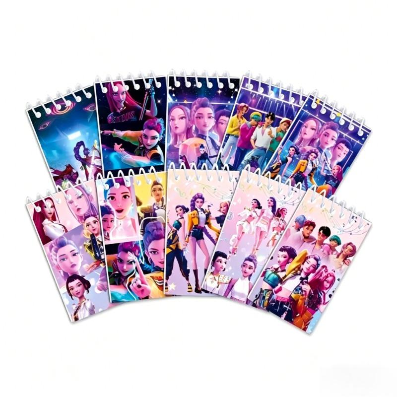 Cute K-Pop Girls Mini Spiral Notebook 10pcs/set, Small Pocket Journal for Fans Kids School Writing  Gifts