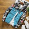 Men's Hooded Jackets Spring Autumn Floral Causal Windbreaker Men Basic Jackets Coats Zipper Lightweight Jackets