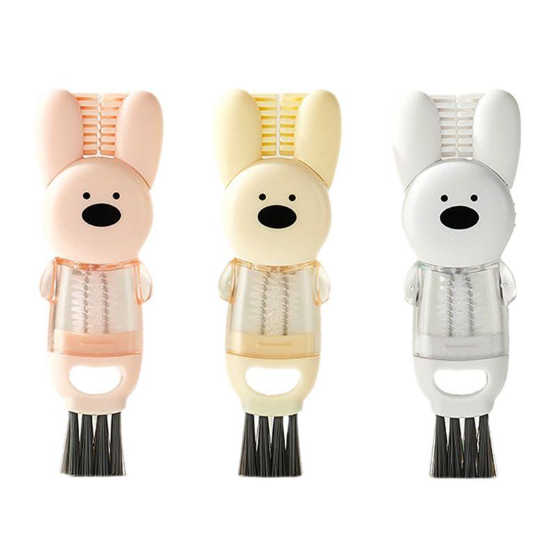

AEE4-Rabbits Cup Cover Brush 4 In 1 Thermal Water Cup Brush Bottle Nipple Cup Mouth Gaps Cleaning Brush