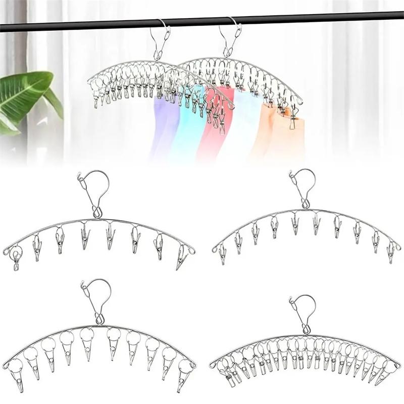8/10/20 Clips Stainless Steel Laundry Drying Rack Clothes Hanger Windproof for Underwear Socks Bras Hats