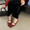 Inner Height Increase Suede Folds with Skirt Single Shoes Women's Shoes 2025 New Spring and Autumn Square Head Mary Jane Evening Shoes