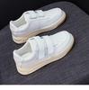 Women's White Platform Sneakers - 5cm Height Boost, Autumn Casual, Velcro, Thick Sole, Genuine Leather.