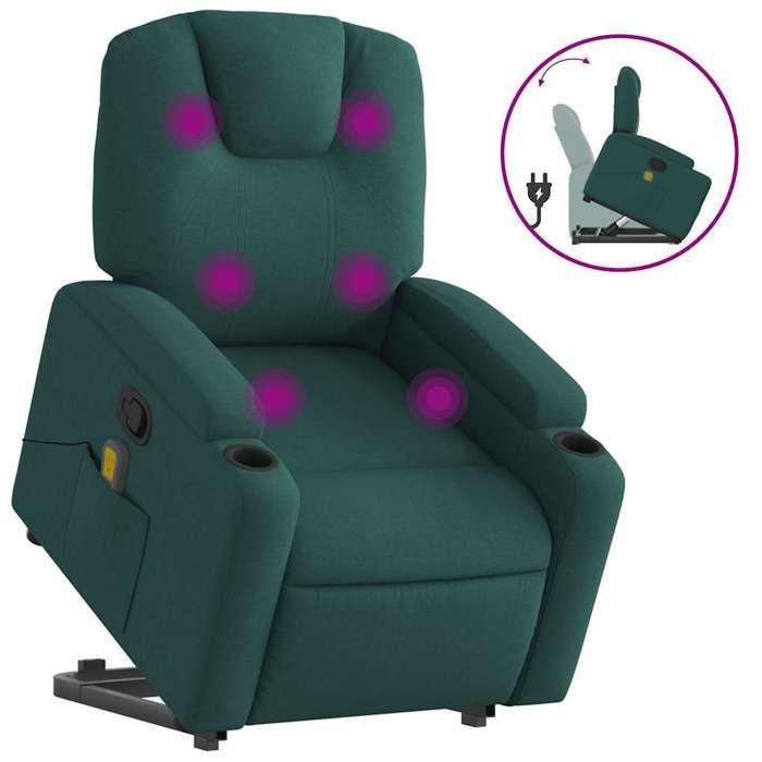 VidaXL Fauteuil inclinable de massage Vert foncé Tissu 3204386