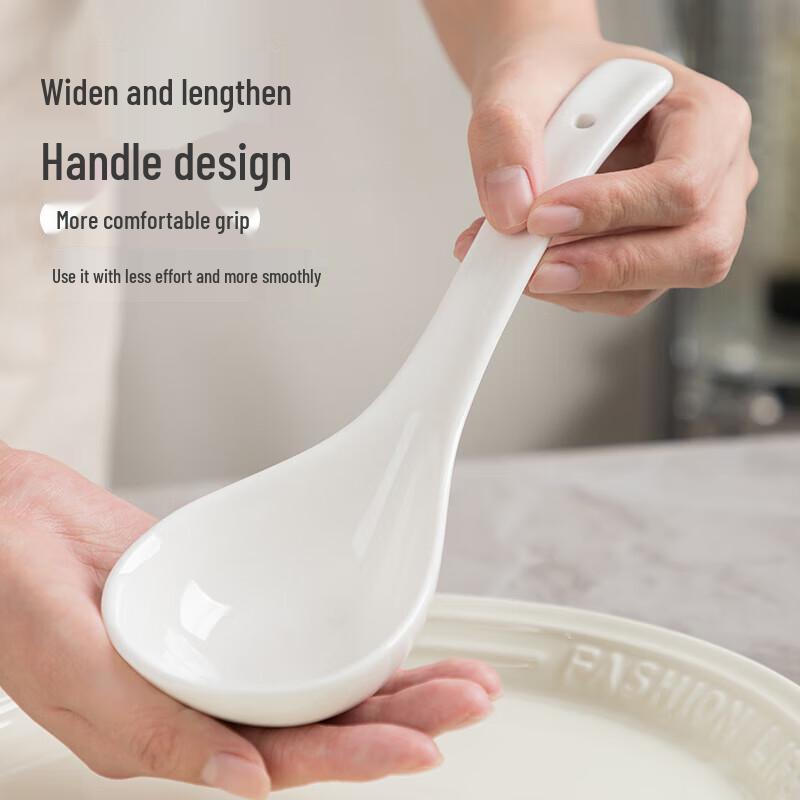 NHZHIW Ceramic Long Handle Soup Spoon