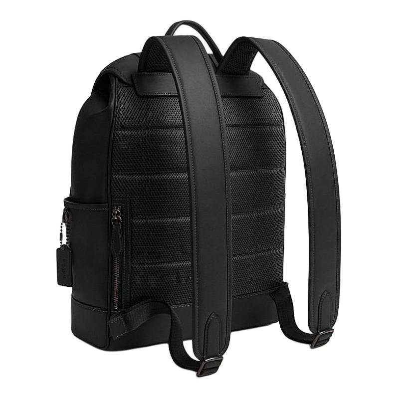 COACH League 29 Drawstring and Quick Buckle Closure Leather Backpack Large Men's Black