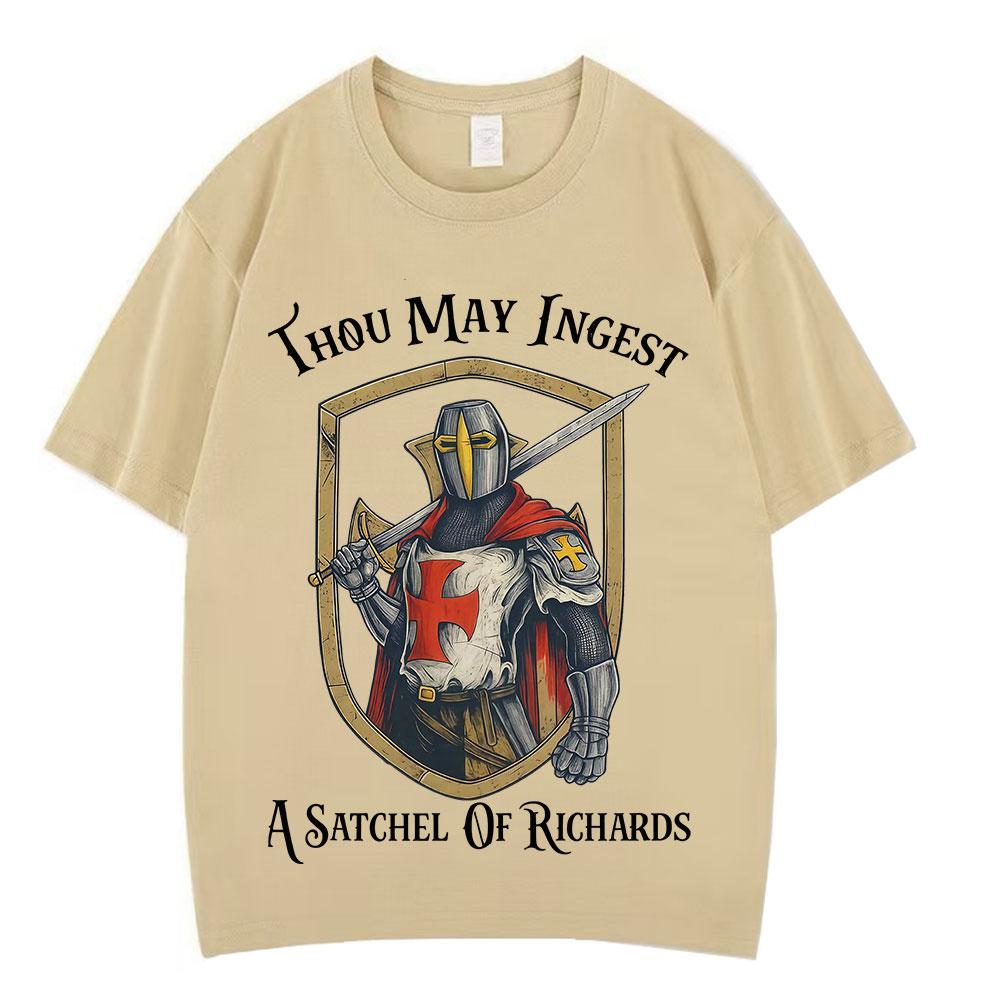 Medieval Knight Funny Meme Tshirt Men Women Vintage Fashion Tshirts Summer Shortsleeved Loose HipHop Cotton ONeck TShirts