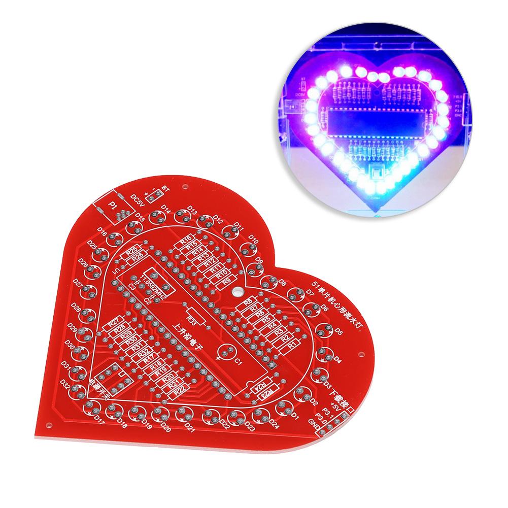 DIY Colorful MCU Module Heart shaped Lamp Light Electronic Circuit Board Kit