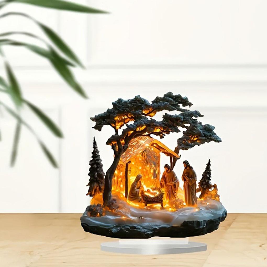 Vánoční Betlém Soška Dekorace Odolný Akrylový Držák s Jasnými Barvami Ozdoba Ježíše