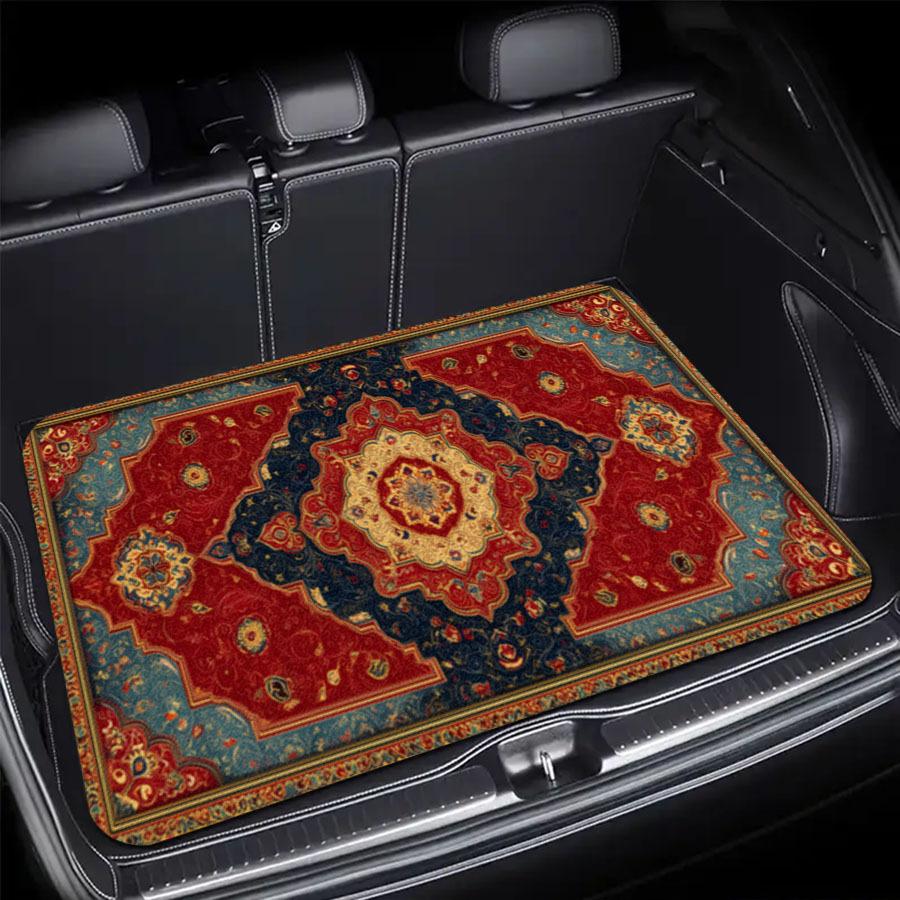1Pcs Exquisite Print Car Trunk Mat with Anti Slip Cargo Liner Waterproof Rear Storage Protector Floor Mat for SUV Sedan Vehicle