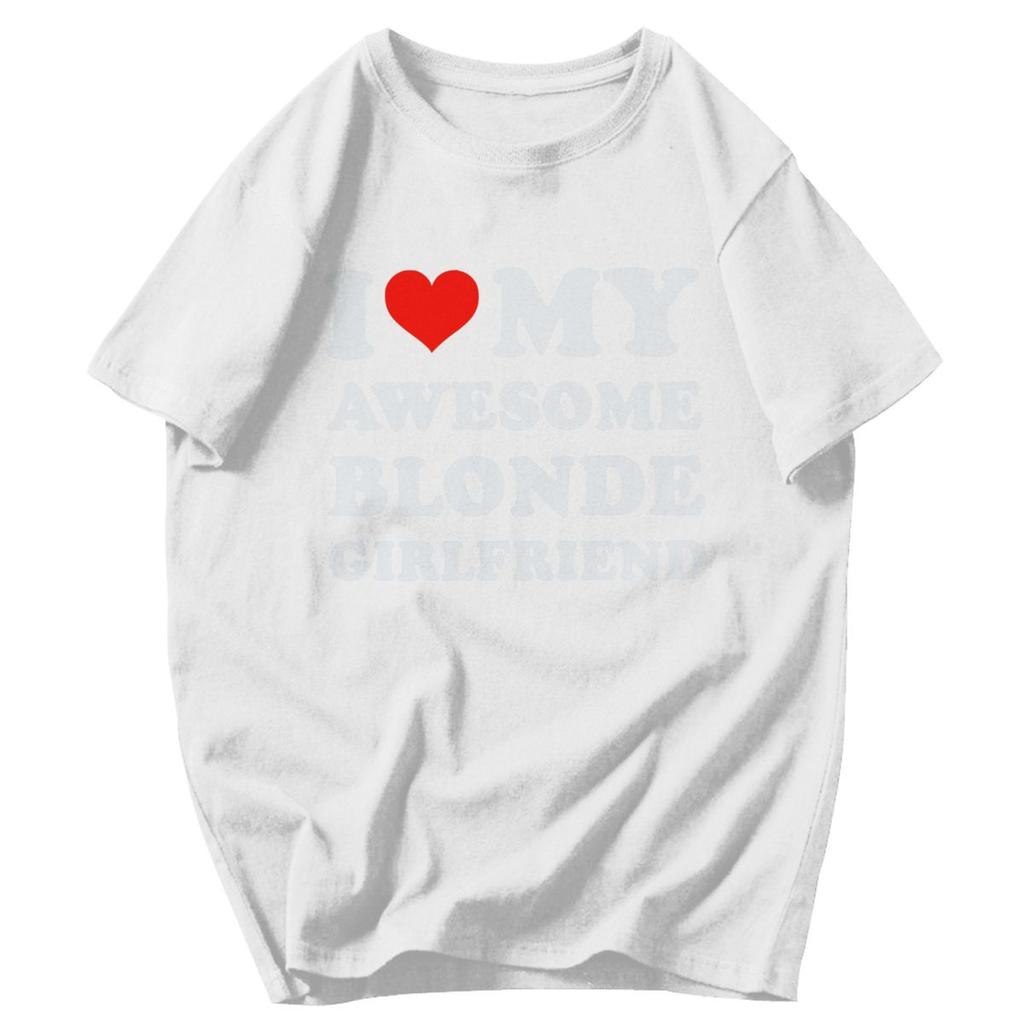 Herren T-Shirt Lustig Ich Liebe Meine Heiße Blonde Freundin Tolle Pops Y2K Grafik-T-Shirts Unisex Kleidung T-Shirts