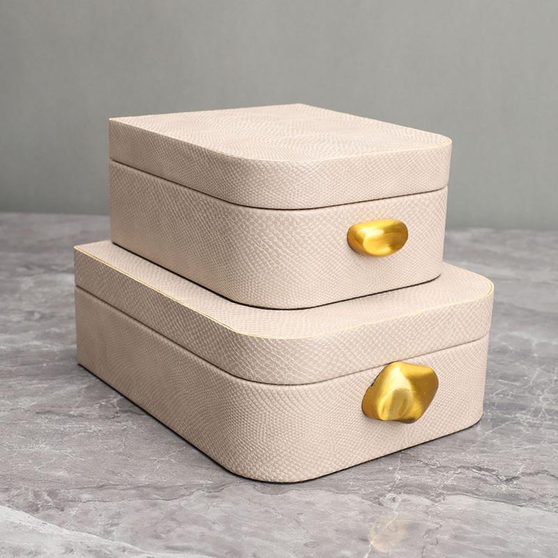 Creative Leather Decorative Box Jewelry Boxes Dresser Table Desk Decoration Cosmetic Jars Exquisite Earring Jewelry Storage Jar
