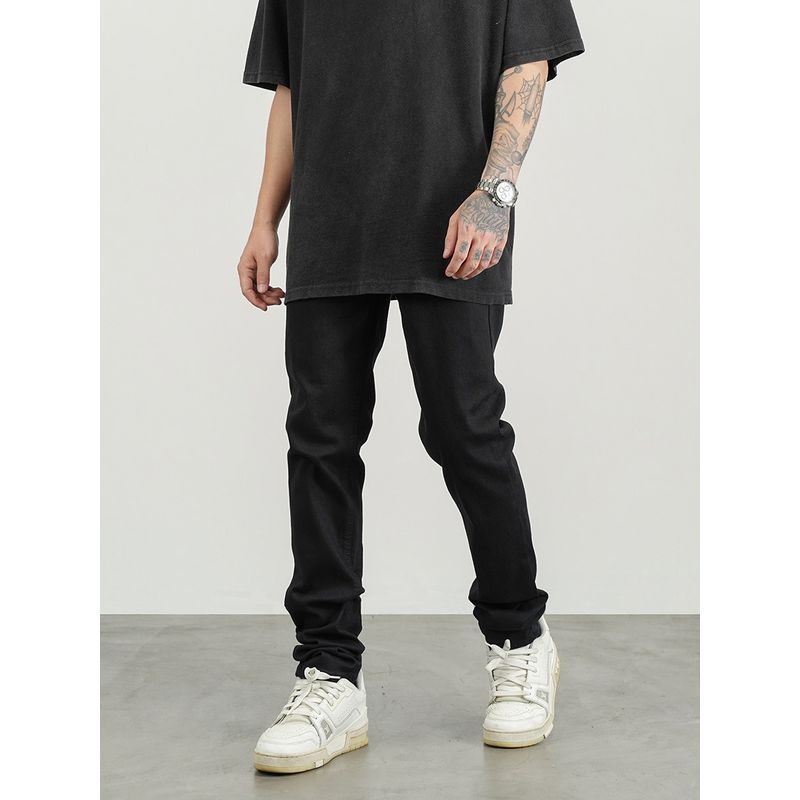 Black of Exit High Street Washed Basic Slim Fit Stretch Skinny Jeans Unisex National Trend Slimming Long Pants