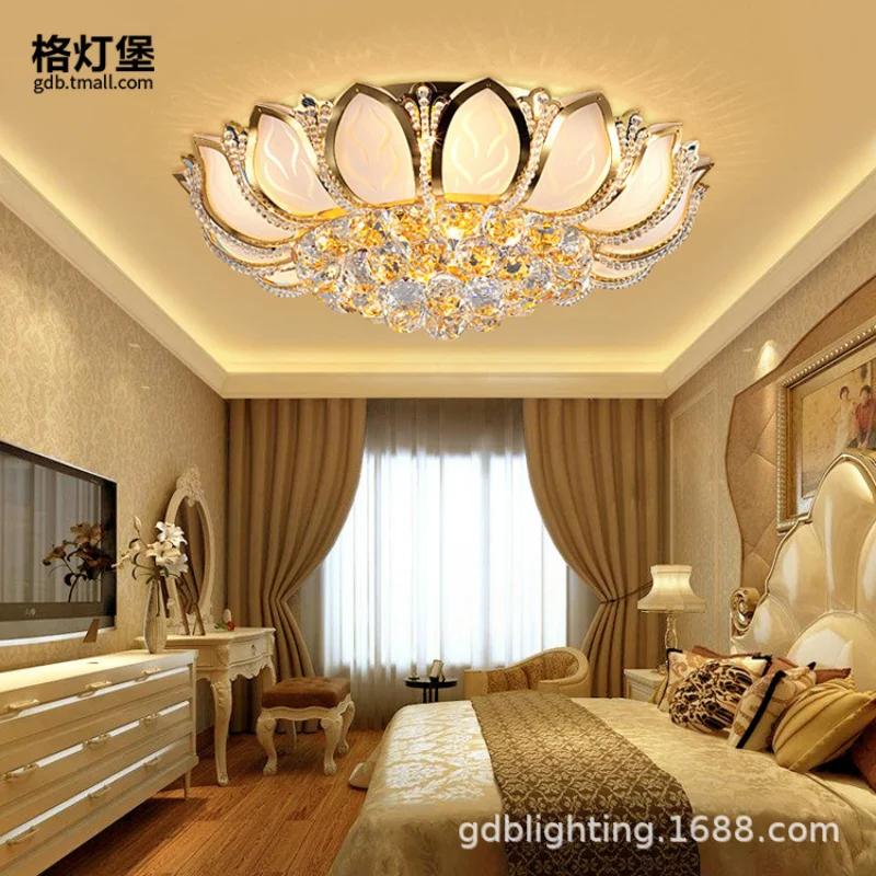 Lotus Flower Modern Ceiling Light With Glass Lampshade Gold Ceiling Lamp for Living Room Bedroom lamparas de techo abajur