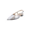 Fashion New Summer Sandals Split Leather Pointed Toe Sandals for Women Low Heels Fashion Mesh Sandals Ladies Shoes Women Golden Silvery