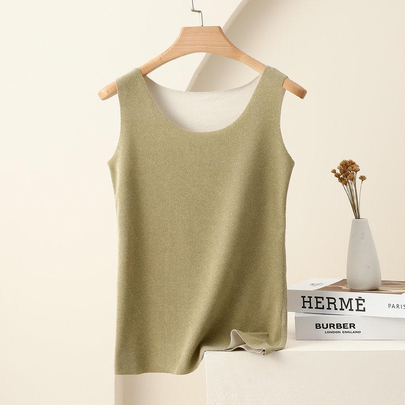 Women's AB Side Double Fleece Round Neck Thermal Tank Top Slim Base Layer Vest M-2XL