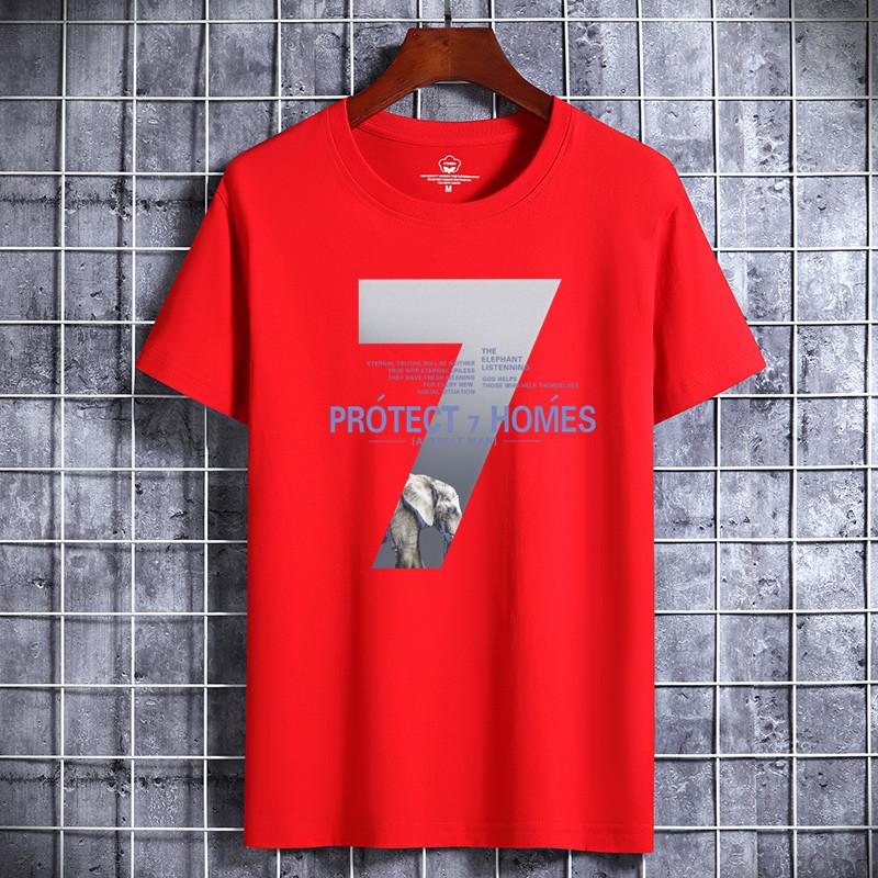 Men Short-sleeved T-shirt Cotton Summer Round Neck Shirt Korean Version of Loose Bottoming Sports T-Shirt