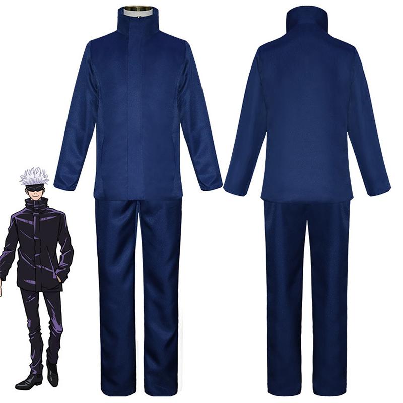Gojo Kaisen Jujutsu Satoru Cosplay Kostyme Parykk Menn Skoleuniform Dress Antrekk