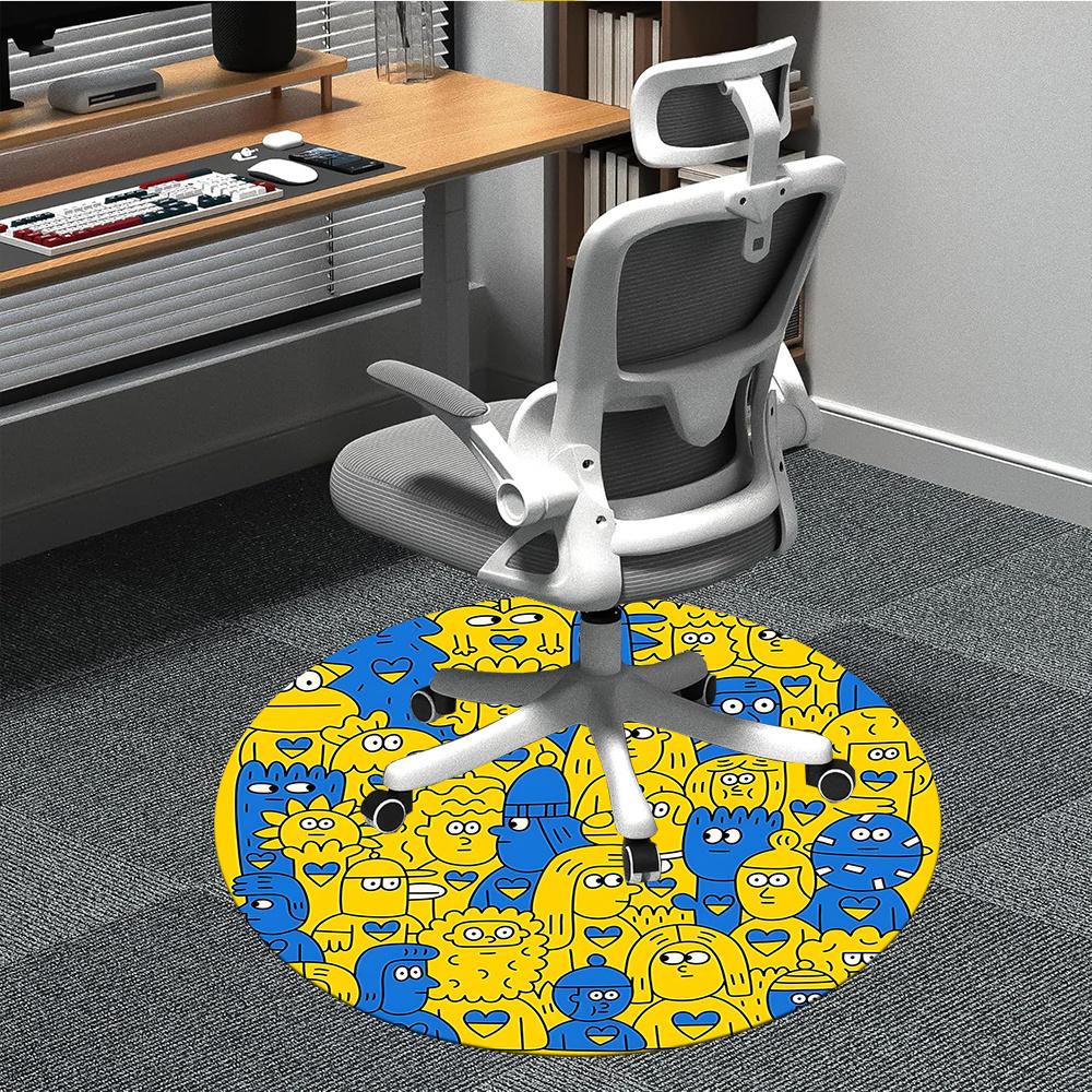 

1pc Illustration Art Office Round Area Rug, Indoor Mat Suitable ForOffice, Under Office Chairs Bedroom Living Room Home Decor, Room Decot205 80cm by 80cm