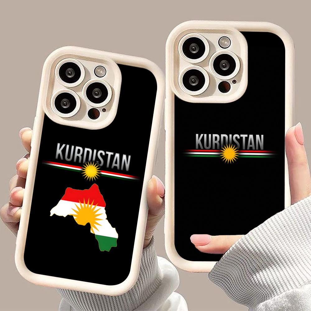 Kurdistan Flag Thicken TPU Mobile Phone Case for iPhone 17 16 15 14 13 12 11 Air Pro Max Plus Colorful Cover