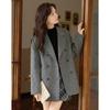 Demana British Writer Women's Double-Breasted Wool Blend Coat