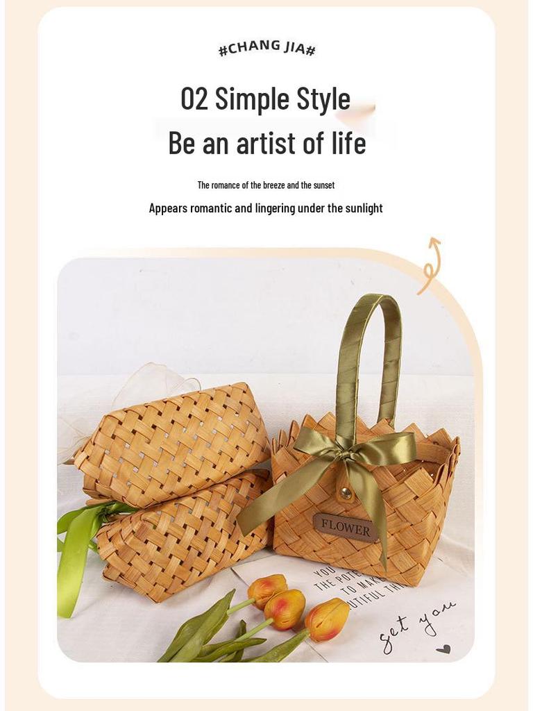 Hand-Woven Rattan Flower Basket: Living Room & Bedroom Storage and Decoration