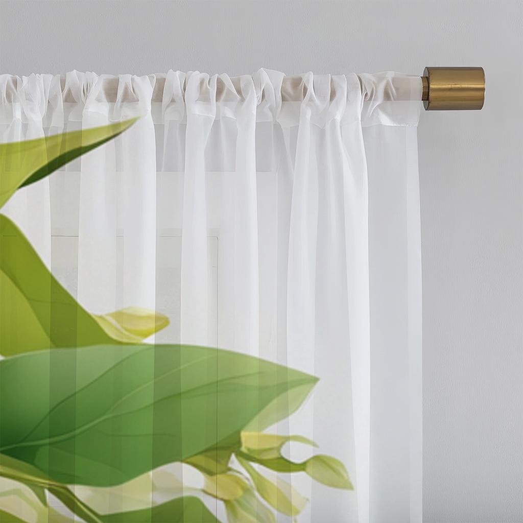 Floral Curtains Leaf Bloom Print Living Room Bedroom Dining Curtain With Sheer Polyester Machine Washable Perfect For Great