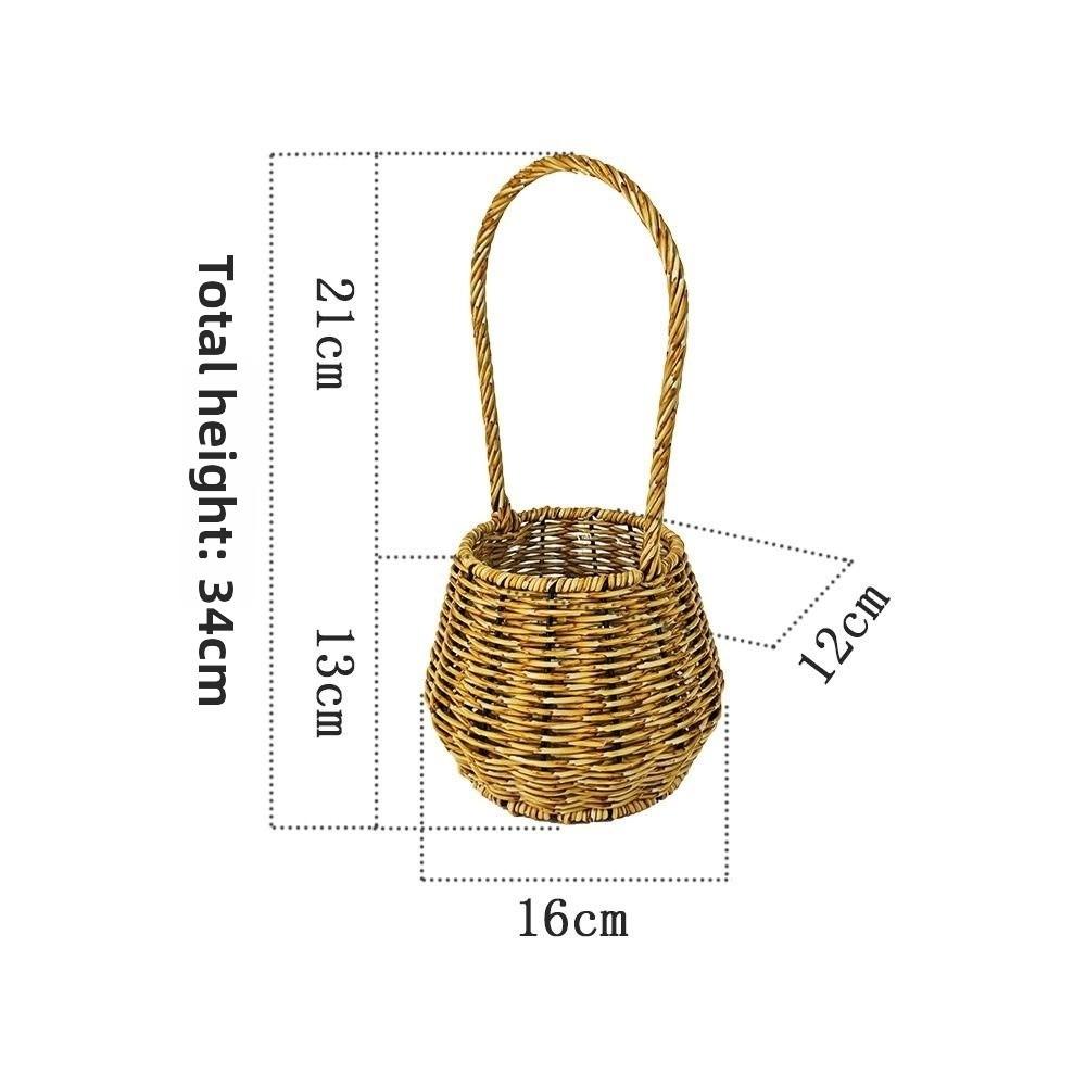 With Handle Imitation Rattan Handhold Household 7 Styles Weaving Flower Basket Handwoven Vegetable Fruit Flowers Holder