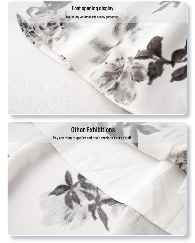 Women's Floral Print Pleated French Chiffon Midi Skirt - Spring/Summer 2025 High-Waist A-Line Design