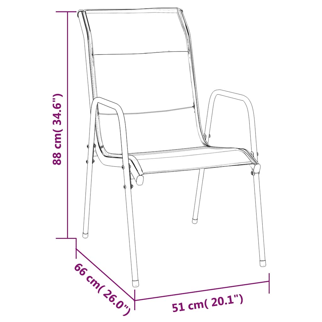 Garden Chairs 2 Pcs Steel and Textilene Black