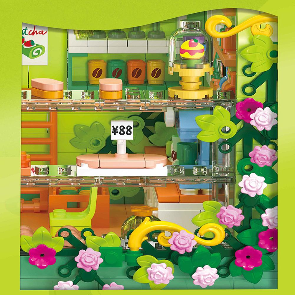 1131pcs Cake Shop Building Blocks Mini City Street View Bakery Build Bricks Model Toy With Light Gifts For Boys Girls