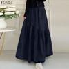 ZANZEA Womens Loose Casual Solid Color Long Skirts