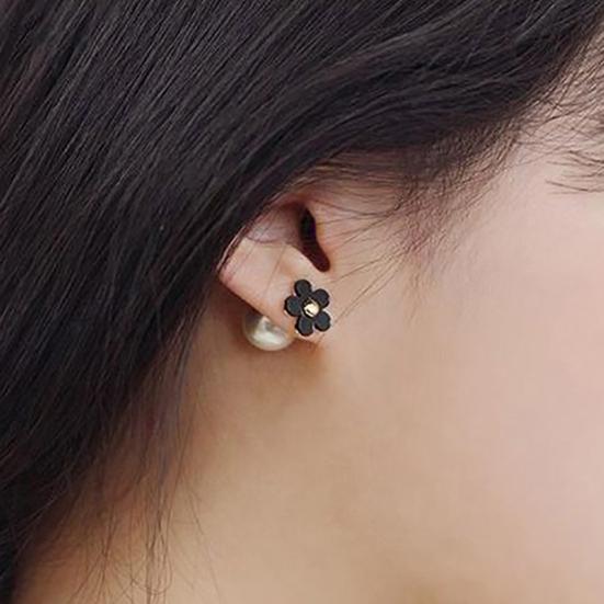 Ear Studs Exquisite Double-sided Cute Flower Design Flower Ear Studs for Wedding