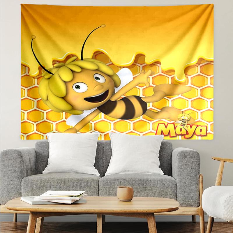 Maya the bee Print Tapestry, Backdrop, Easy Setup, Ideal for Bedroom, Office & Living Room, with Aesthetic Wall Hanging Decor.