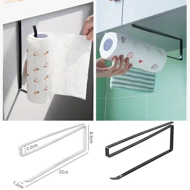 Paper Roll Holder Towel Rack Hanging Shelf Bathroom Storage Toilet Rack Home Kitchen Tissue Accessoriy Wall Stand Hanger Kitchen