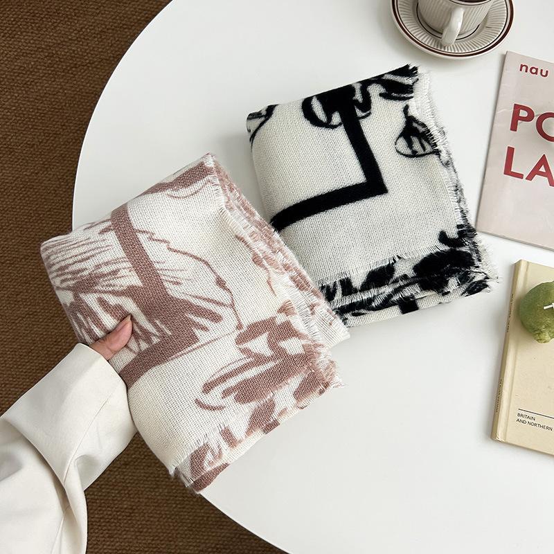 Autumn and winter high sense fashion imitation cashmere printed scarf college style sweet lady design sense outer shawl