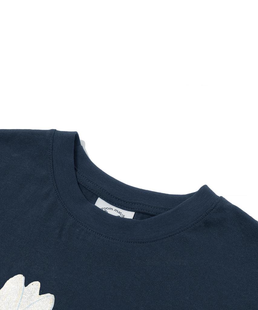 MATCHGLOBE Three Flower Crop Top (Navy)