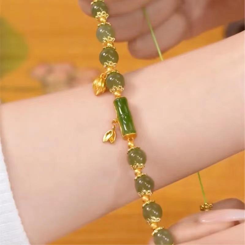 Imitation Dongling Jade Bracelet: Trendy Minimalist Lotus Design, Perfect Gift for Girlfriend