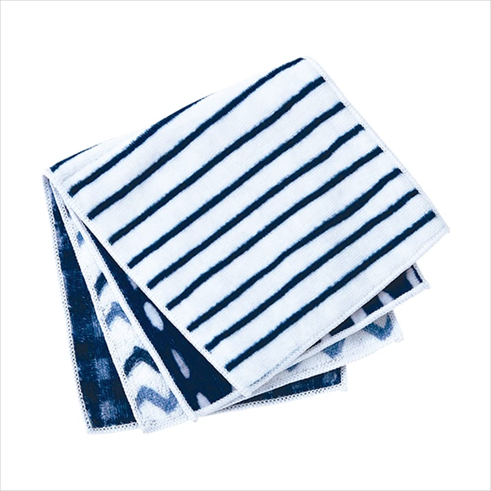 Livheart Brand New Zigzag Check Foldable Towel, Navy, Border, Dot, (Total Length Approx. 12.5cm), Towel, 82008-04
