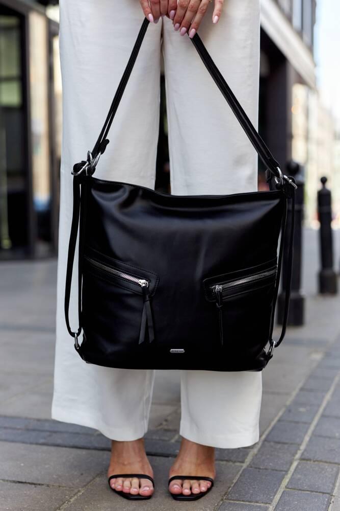 Classic, spacious women's handbag made of eco-leather - Rovicky