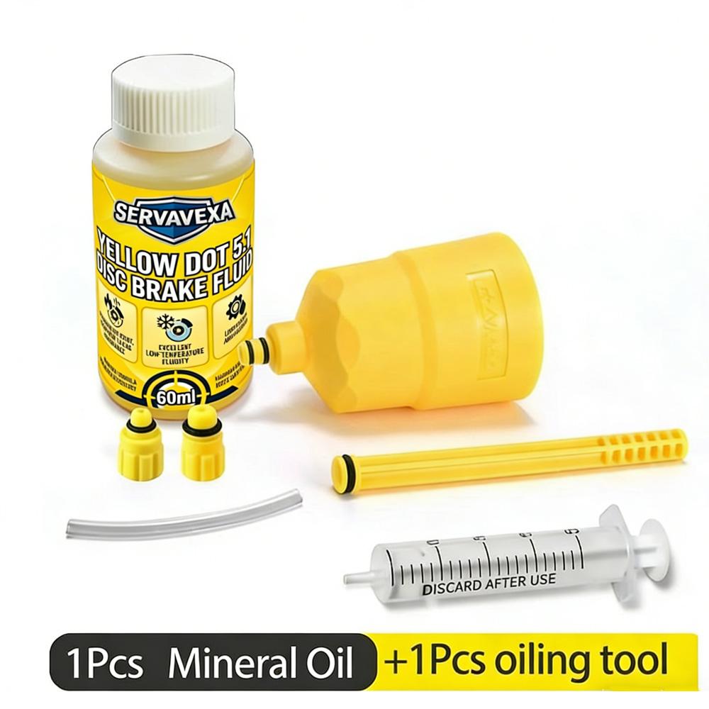 Hydraulic Bike Brake Bleed Kit + 60ml DOT 5.1 & Mineral Brake Oil Fluid, Disc Brake Maintenance Syringe Funnel Tool Set
