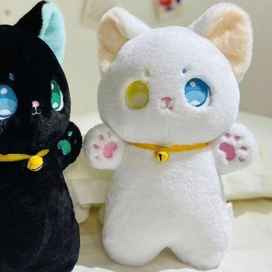 Black and white cat plush toy, 25cm