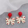 Women's White Enamel Bow Drop Earrings Random Red Dot Earrings Neo… More
